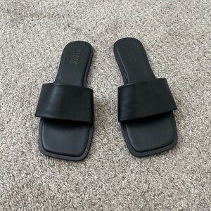 Black Square Toe Flats